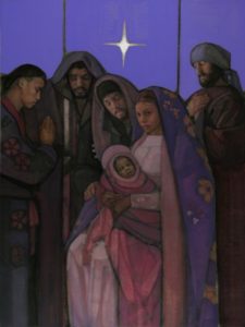  The Night Visitors, ©2015 Janet McKenzie Collection of Mepkin Abbey, Moncks Corner, SC (36" x 48", oil on canvas) 